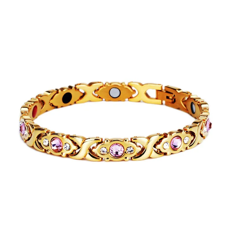 

Wholesale Gold Plated Fashion Energy Magnetic Healing Diamond Bracelet