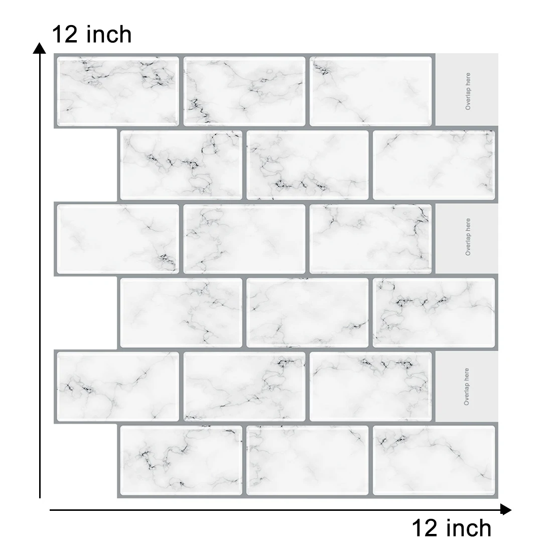 

Marble stone Subway Peel and Stick Backsplash waterproof Wall Tiles