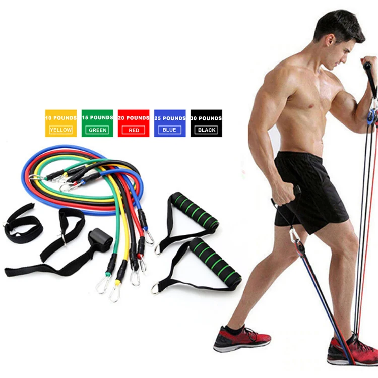 

11 pcs Latex Resistance Bands Set Exercise Bands for Fitness Stretching Exercise