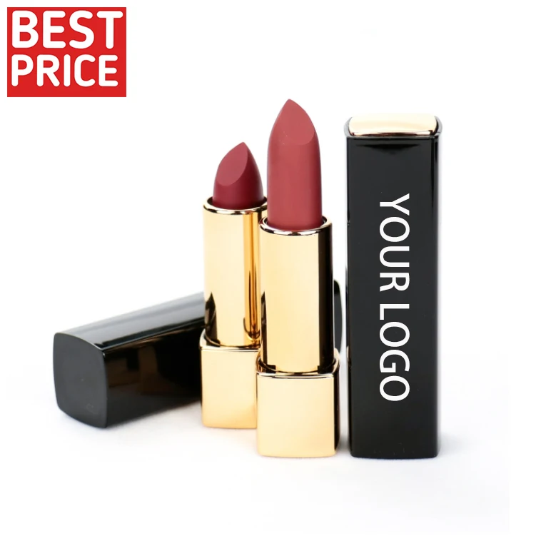 

Professional supplier manufacturer golden round tube bullet velvet lipstick logo custom vegan matte lipstick, 14 colors