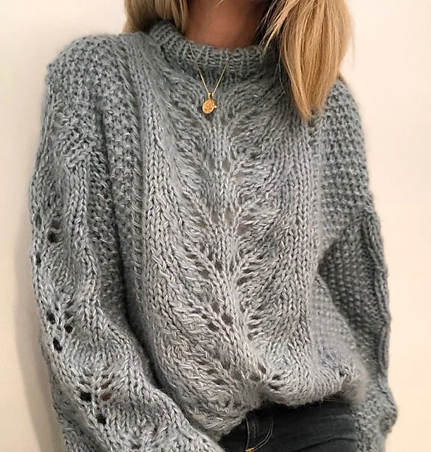 

2020 Winter Latest Design Custom Loose 2XL Mohair Hollow Out Knitted Long Sleeve Top Women Sweater, Multiple color