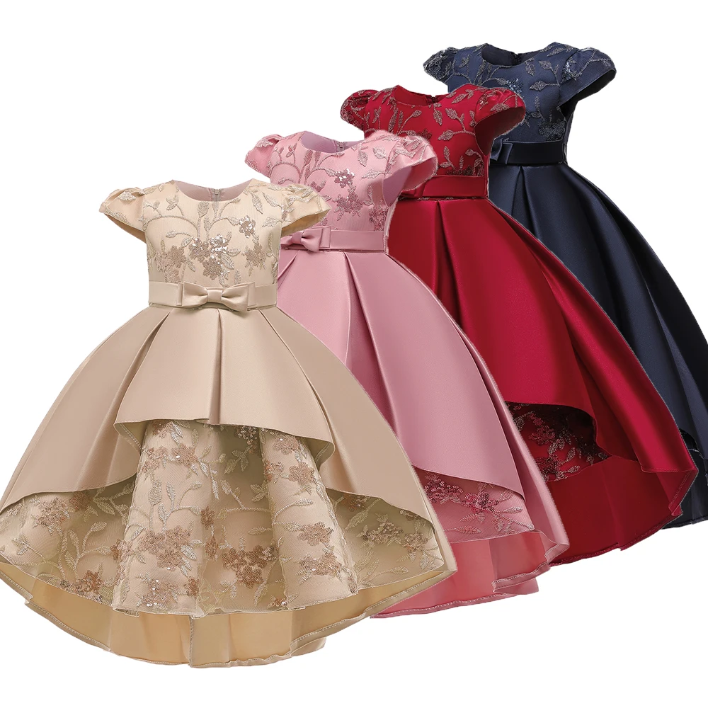 

Baby Girl Flower Dress Children Clothes Bridesmaid Short Sleeve Evening Gowns Kids Party Dresses T5170