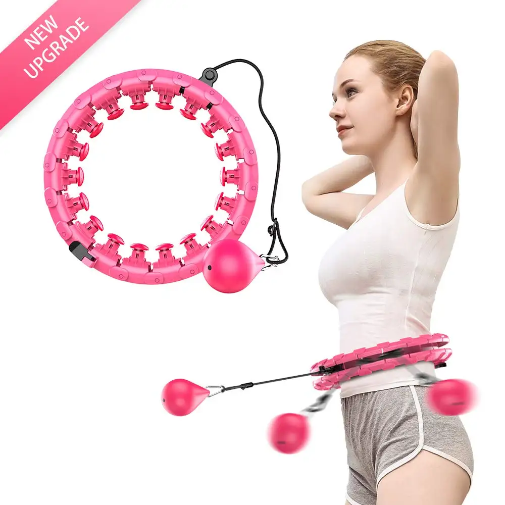 

Digital Home Weighted Smart Fitness Bodybuilding HulaHoop, Pink/purple