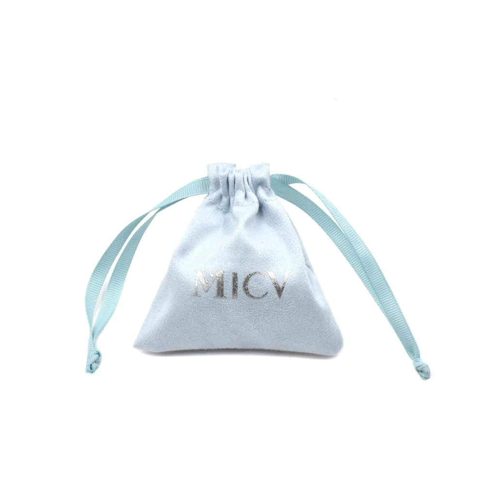 

High quality custom microfiber fabric jewelry velvet pouch bag with embossed logo, Red, black, white, brown, blue etc
