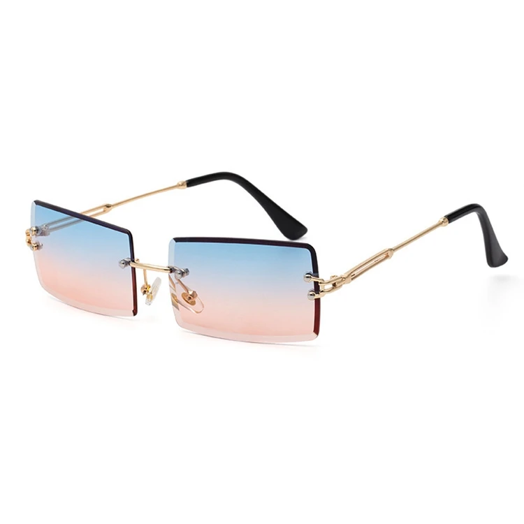 

Wholesale Frameless Small Square Tinted Uv400 Trendy Woman Vintage Comfortable Fashion Rectangle Rimless Sunglasses Custom Logo