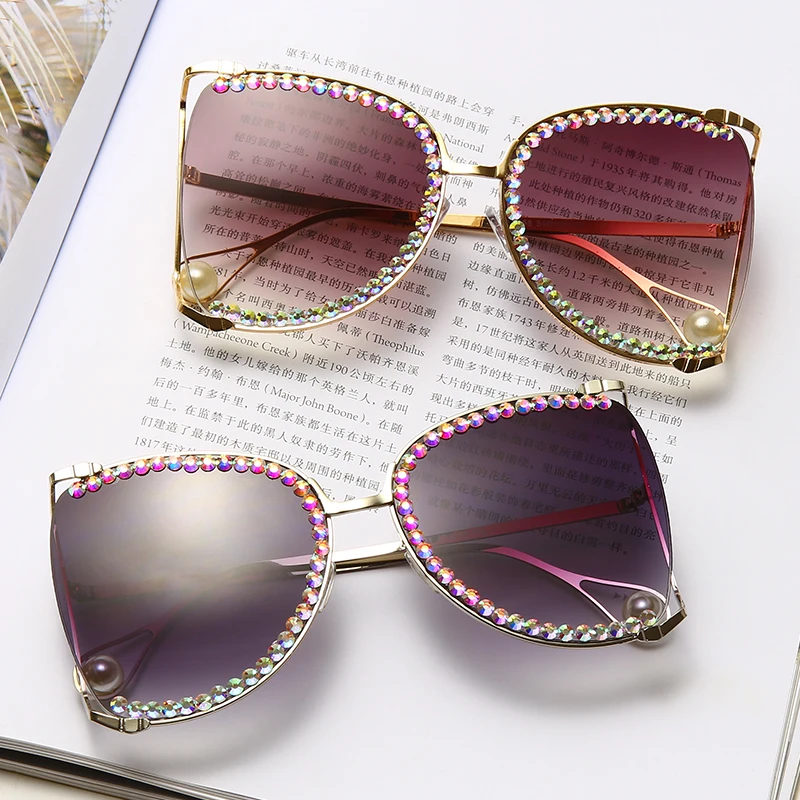 

Colorful Women Half Metal Frame Summer Shade Diamond Sunglasses