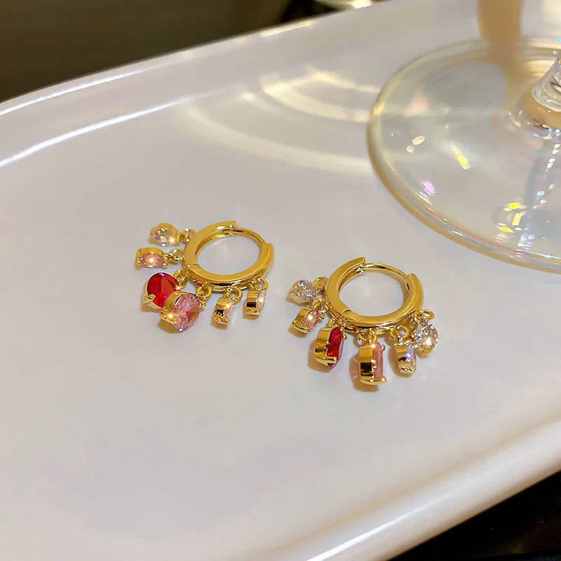 

fashion trendy crystal dangle drop hoop earrings