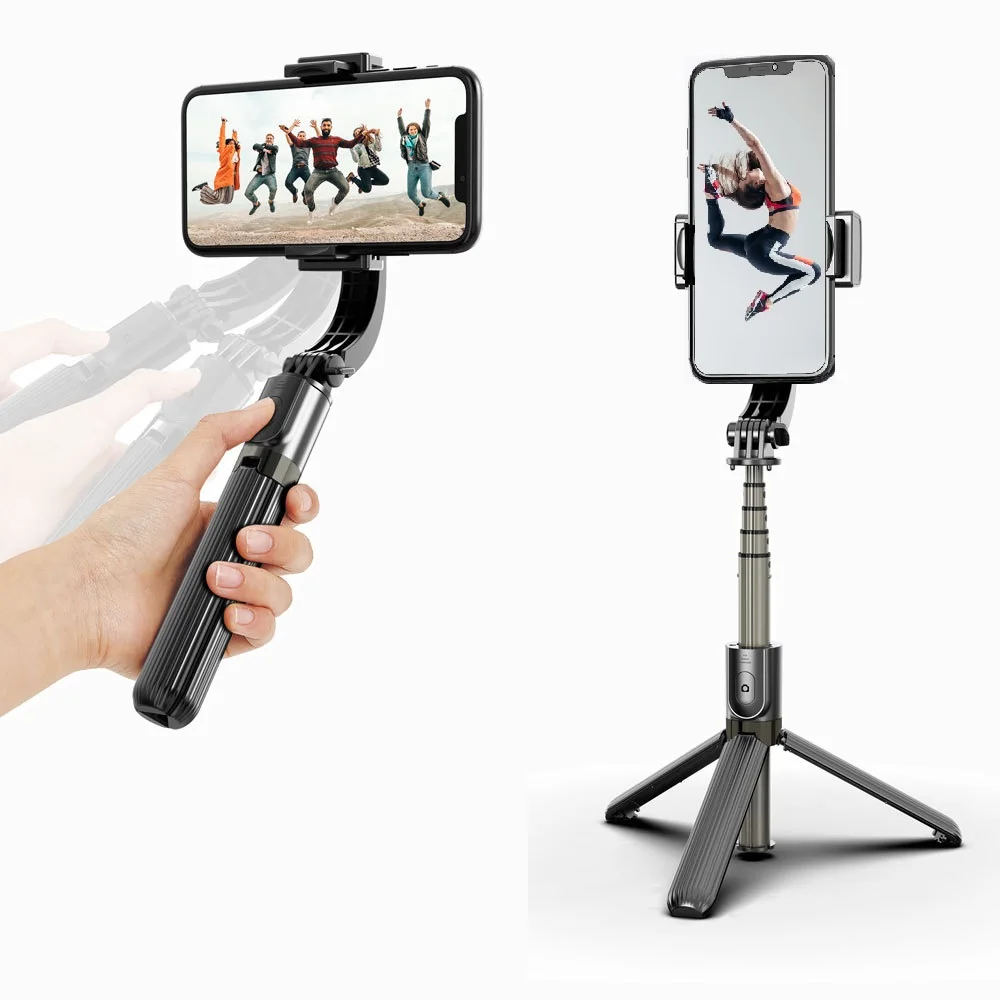 

Extendable Anti-shake Wireless Remote SmartPhone Foldable Gimbal Stabilizer Tripod, Black/white