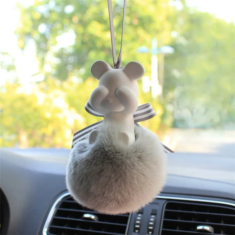 

Hanging Scented Ceramic Cute Bear Car Aroma Diffuser Pendant Air Freshener, White