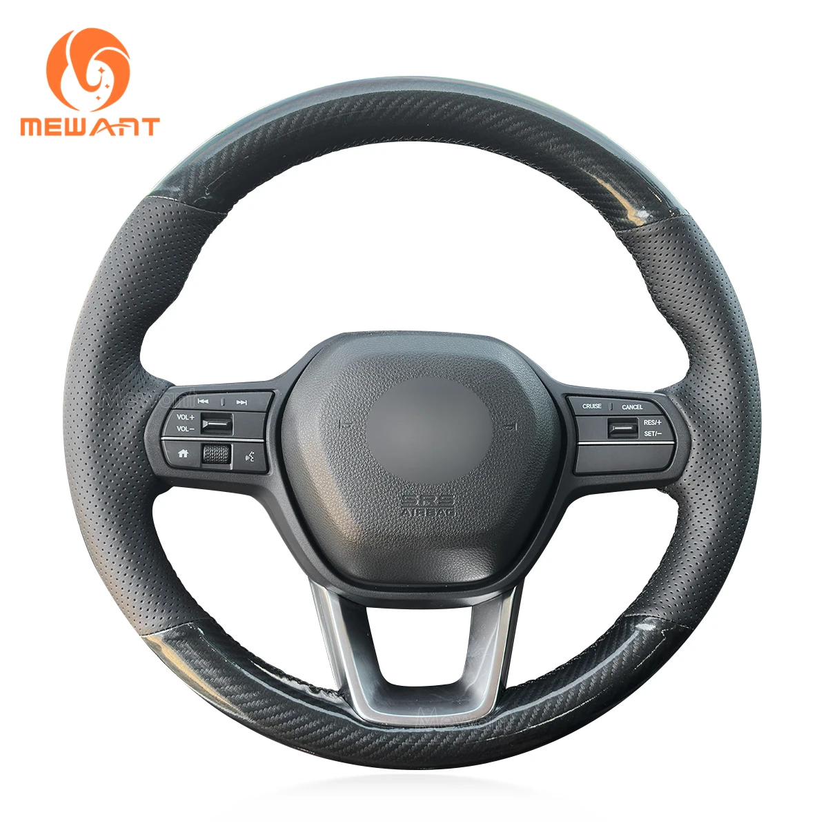 

Custom Hand Stitching Carbon Fiber and Leather Steering Wheel Cover for Honda Civic 11th gen 2022