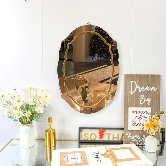 60x40 Elegant Simple Furniture Gold Wood Frame Mirror Modern Light Luxury Home Decor Wall Mounted Art Mirror Dropshipping DDP