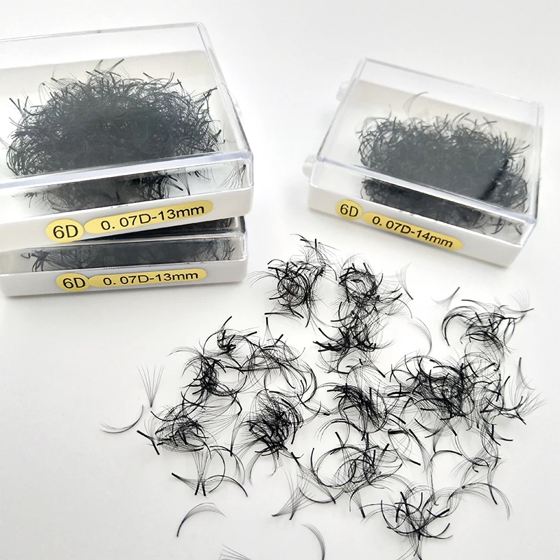 

Hot selling 500/ 1000Fans Per Case Short Stem Long Stem 3D 5D Volume Lashes Pre Made Fan Volume Eyelash Extensions, Black or according to client's special request