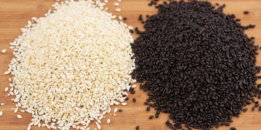 Bar chart comparing calcium, iron, and fat content of white and black sesame seeds