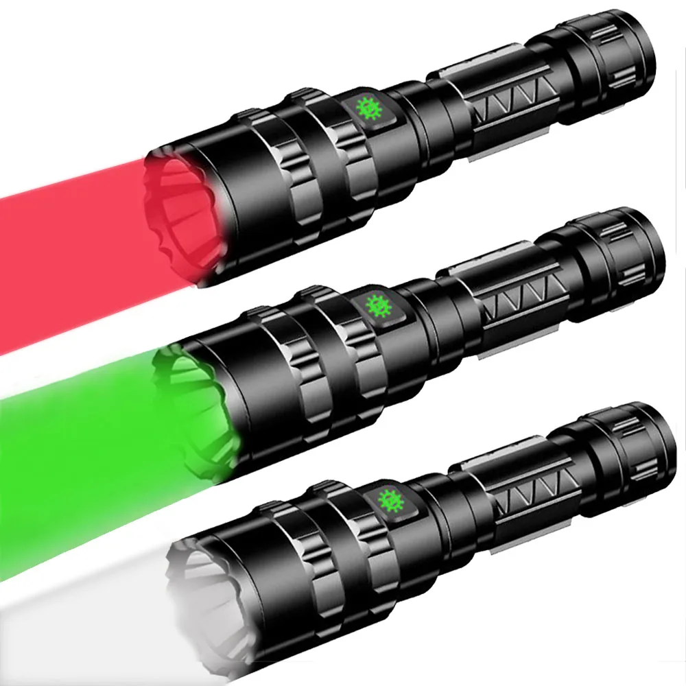 2019 new design hunting light with red green white light optional approve USB direct charging led flashlight