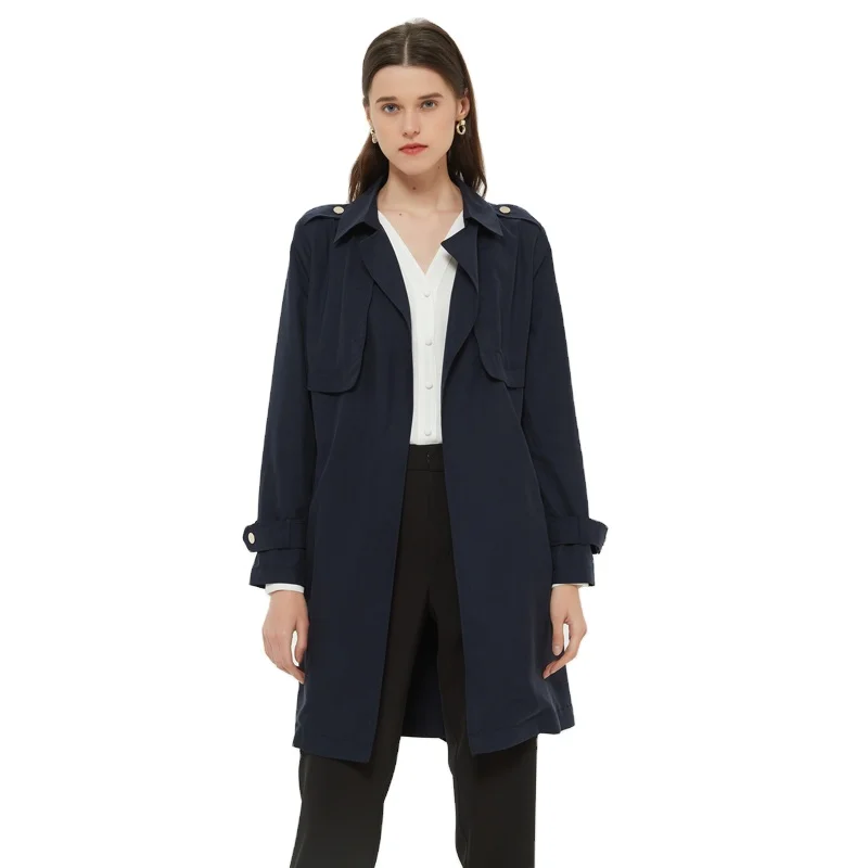 

Top selling new style solid color long trench coat for women, Custom