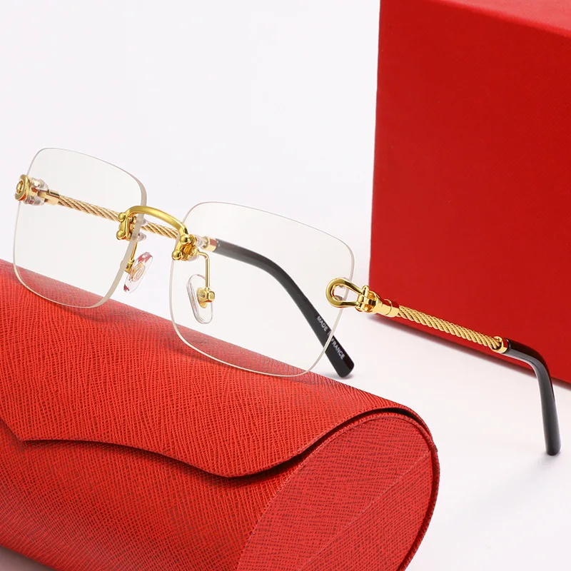

HBK 2022 Wholesale Fashion Designer Luxury Design Vendor Custom Women Rimless Square Frames Sunglasses Mens River