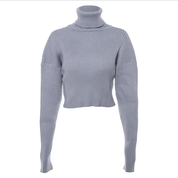 

solid pullover turtleneck sweater women crop sweater knit sweaters women clothing