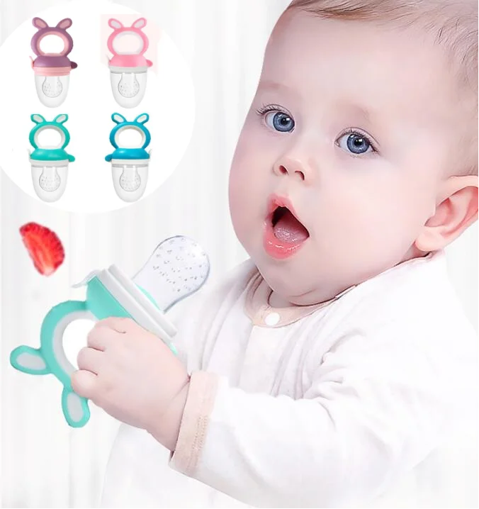

BPA Free Infant Silicone Training Massaging Teething Toy Food Pouches,Baby Fruit Feeder Pacifier, Pink,blue,green,purple