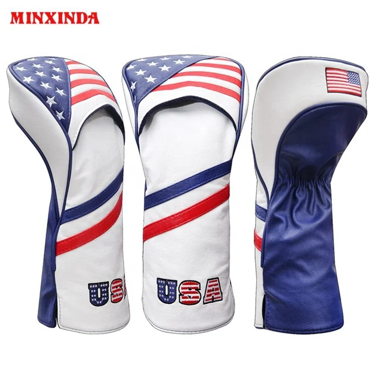 

3pcs/Set PU Leather Patchwork USA Golf Club Headcover Driver Fairway Wood Cover 1D+2FW