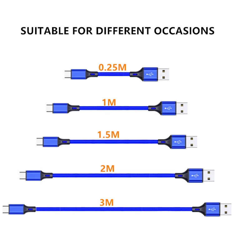 2019 NEW Fast Charging USB Type C Cable, USB C Cable 10FT 6FT 3FT Nylon Braided Power Cable for Samsung Galaxy S9 Note 8