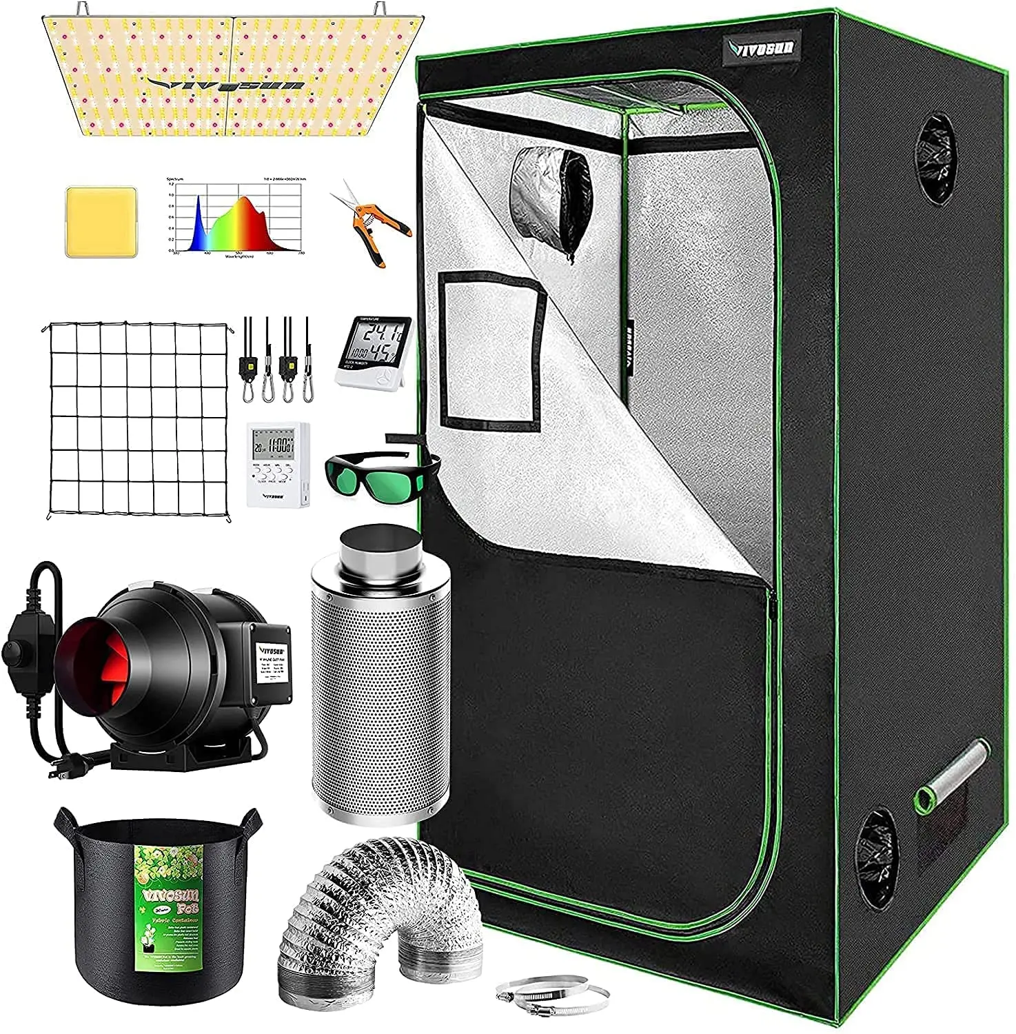 

Indoor Complete Hydroponics Grow Tent full kit 120x120x200cm 48"x48" Dark Room Grow Tent for Plants Growing, Black