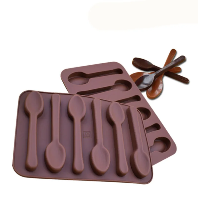 

DIY cake mold Food grade material ice tray mold Small Silicone Chocolate Mould with 6 Spoons
