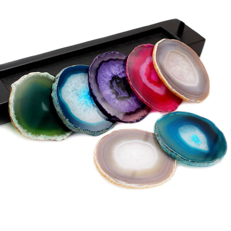 DIY Natural Agate Raw Stone Agate Slices Nail Beauty Colored Agate Slices loose gemstoneGemstone Pendants