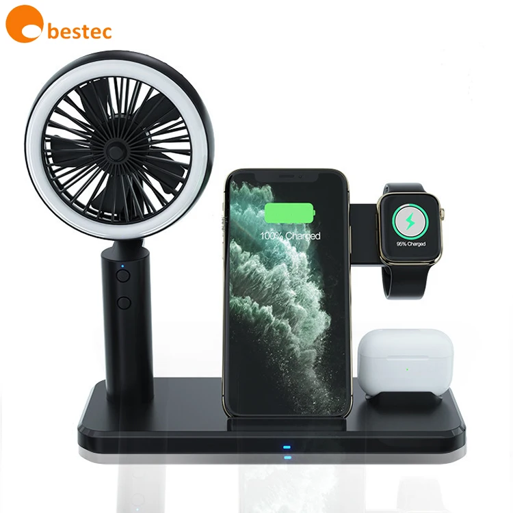 

3 in 1 wireless charger dock station with cooling fan for iPhone/ iWatch/ Airpods