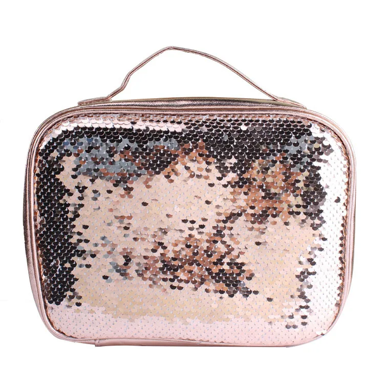

Luxury Fashion Cosmetic Personalize Black Glitter Makeup Bag Design Silver Zipper, Blue, yellow, pink, red