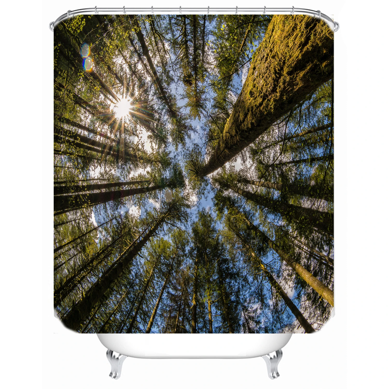 

180x180cm bathroom partition bathtub waterproof shower curtain sun forest can be customized printing shower curtain bathtub, Picture