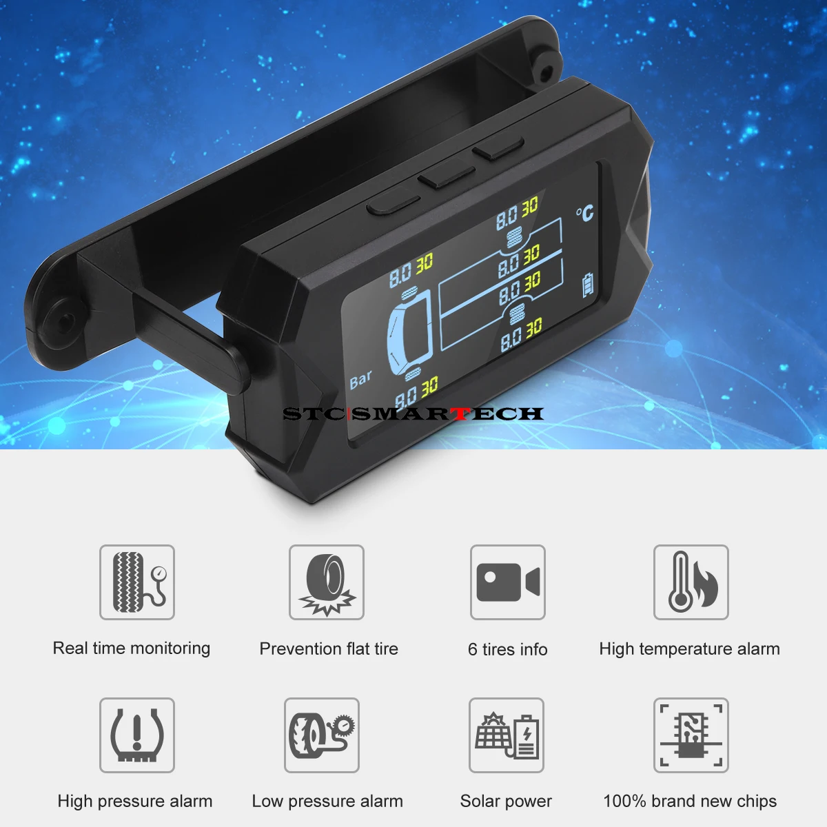 Tpms 6 Pcs External Type Sensor Tire Pressure Monitoring System For Bus