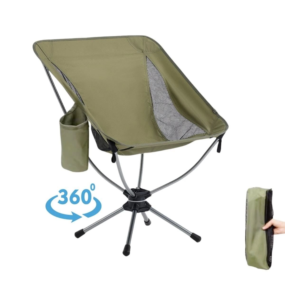 Portable Lightweight 360 Degree Swivel Aluminium Folding Camping Chair for Outdoor Camping Fishing Beach Chair