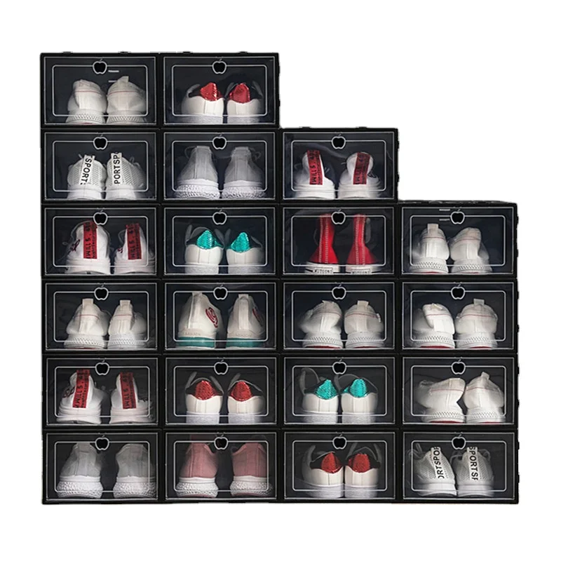 

DIY Shoe Container Transparent Portable Drop Front Organizer Plastic Shoe Box