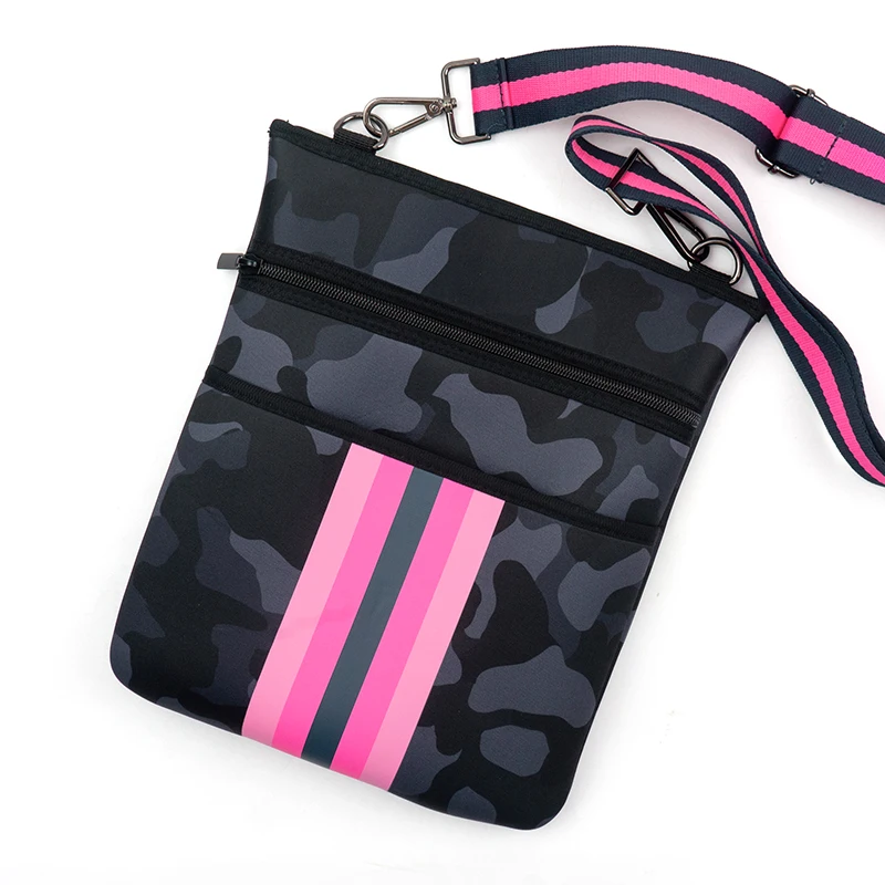 

2021 new style camo neoprene crossbody bag high quality single unisex messenger bag