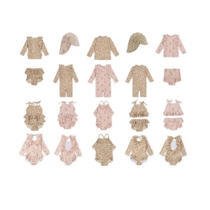 

2021 One Piece Swimsuit Bathing Suit Lovely Baby Girl Ruffle Floral Kids Swimwear