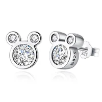 

925 Sterling Silver Fancy Cartoon Mickey And Minnie Stud Earrings For Christmas jewelry