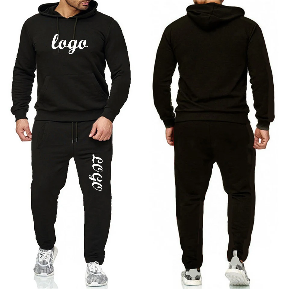 Custom Logo Blank Pullover Mens Sweat Suit With Hoodie Cotton Plain ...