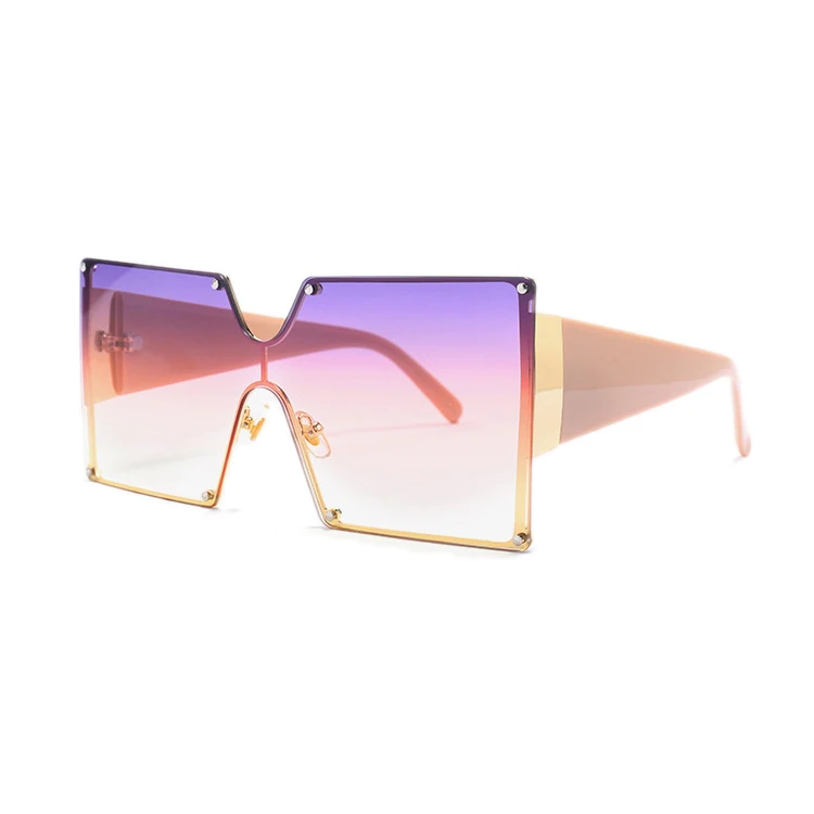 

Custom 2020 new arrivals trendy fashion square rimless gradient oversized shades women sun glasses sunglasses 2020