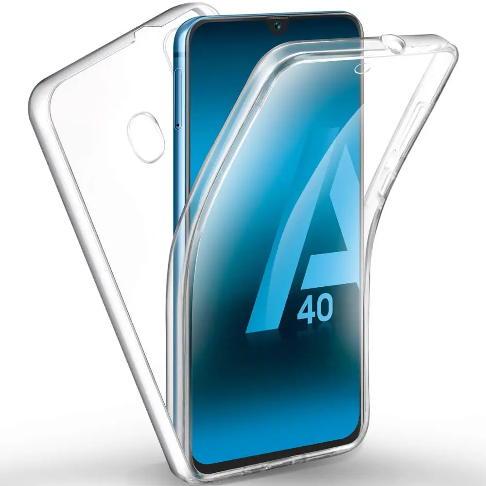 

360 Degree Protection Phone Case, Silicone Clear Cover [2 in 1 Hard PC Back + Soft TPU Front] Case for Samsung Galaxy A40