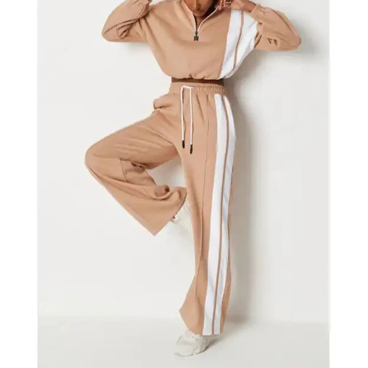 

Women's clothing fall 2023 custom half zip pullover sweatshirt sportswear 2 piece pant sets cotton sweat suits for wome