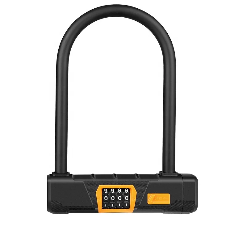 

REYGEAK Outdoor Mountain Bicycle U-Lock Keyless Protection Bike Chain Locks 4-Digit Combination Lock