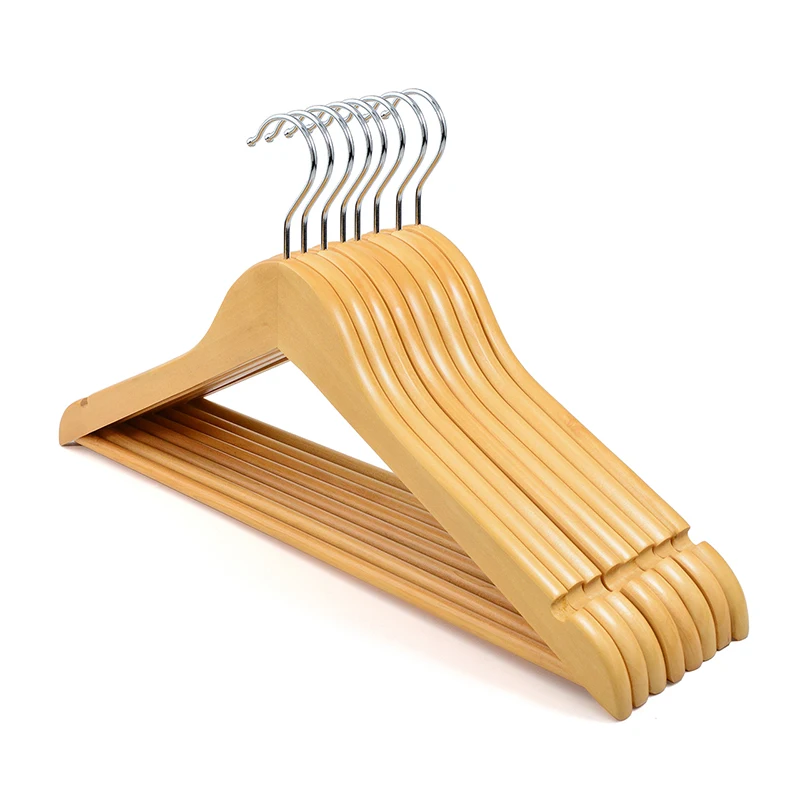 

Eco-Friendly Bamboo Wood Hangers Natural Finished Custom Clothes Hangers Stand Wholesale