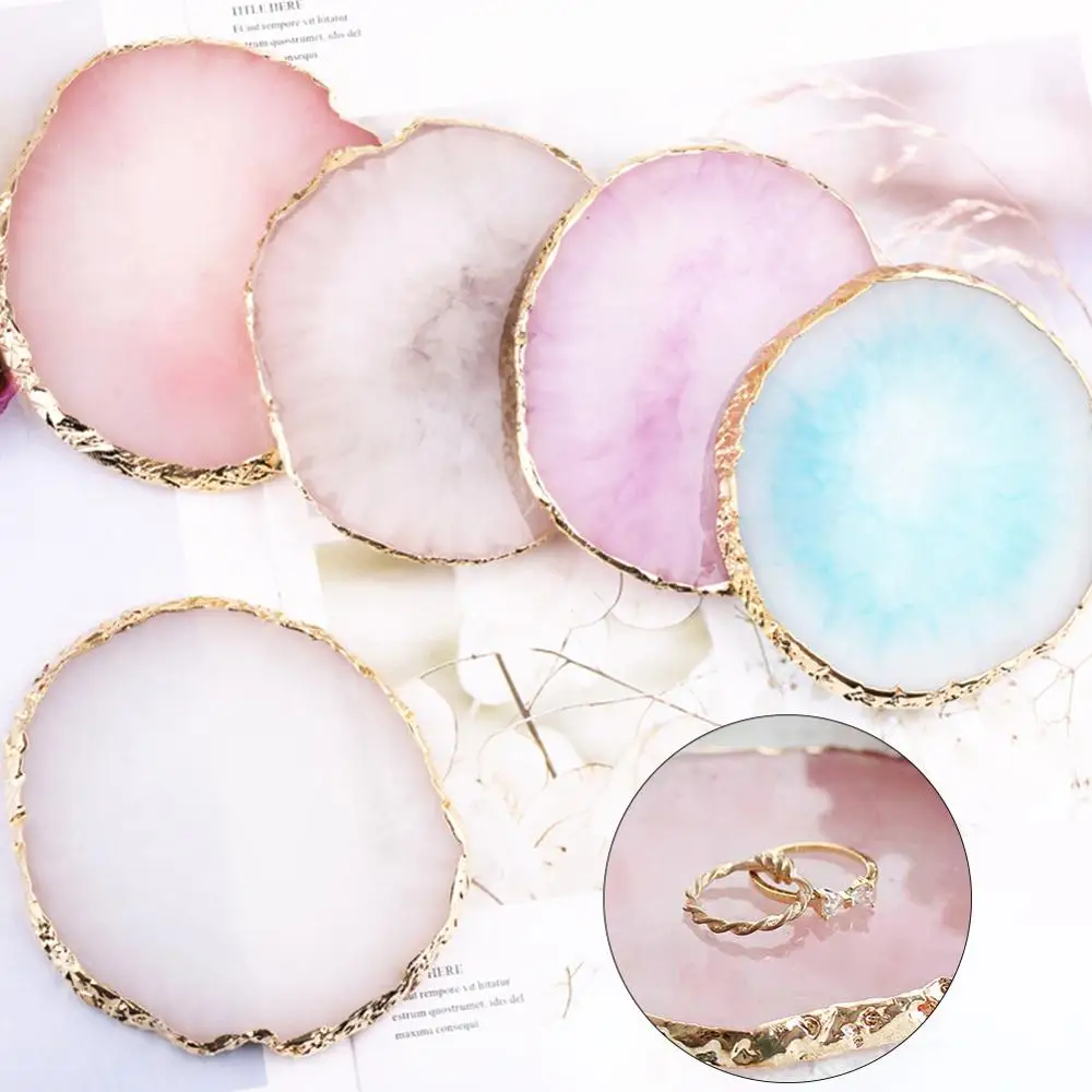 

Jewelry Holder Organizer Decoration Resin Jewelry Plate Necklace Ring Earrings Display Painted palette Tray, As photo