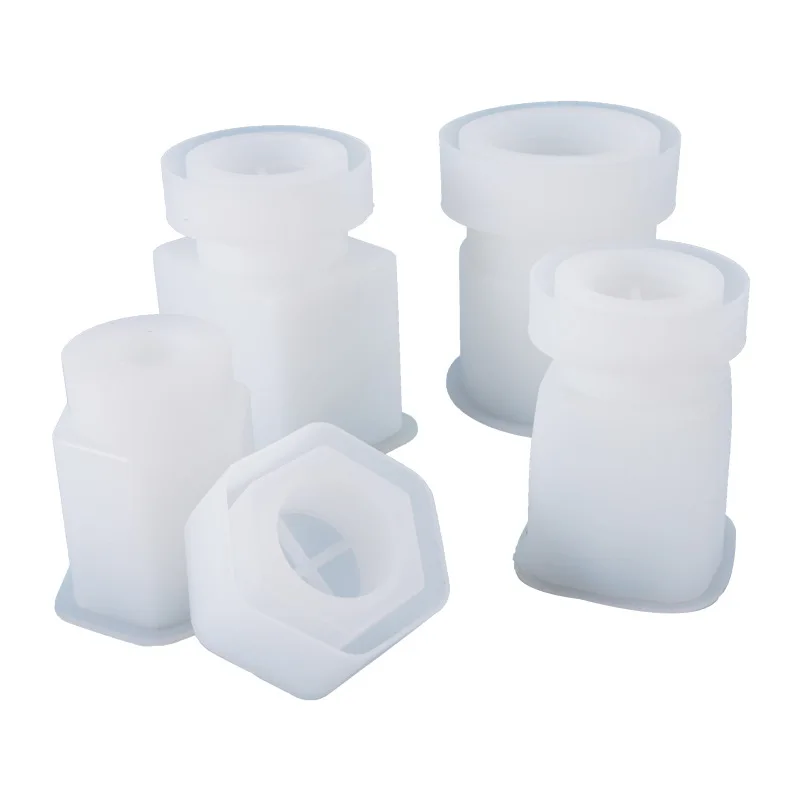 

0772 DIY Crystal Epoxy Storage Sealed Jar with Lid Silicone Storage Bottle Resin Mould, Transparent