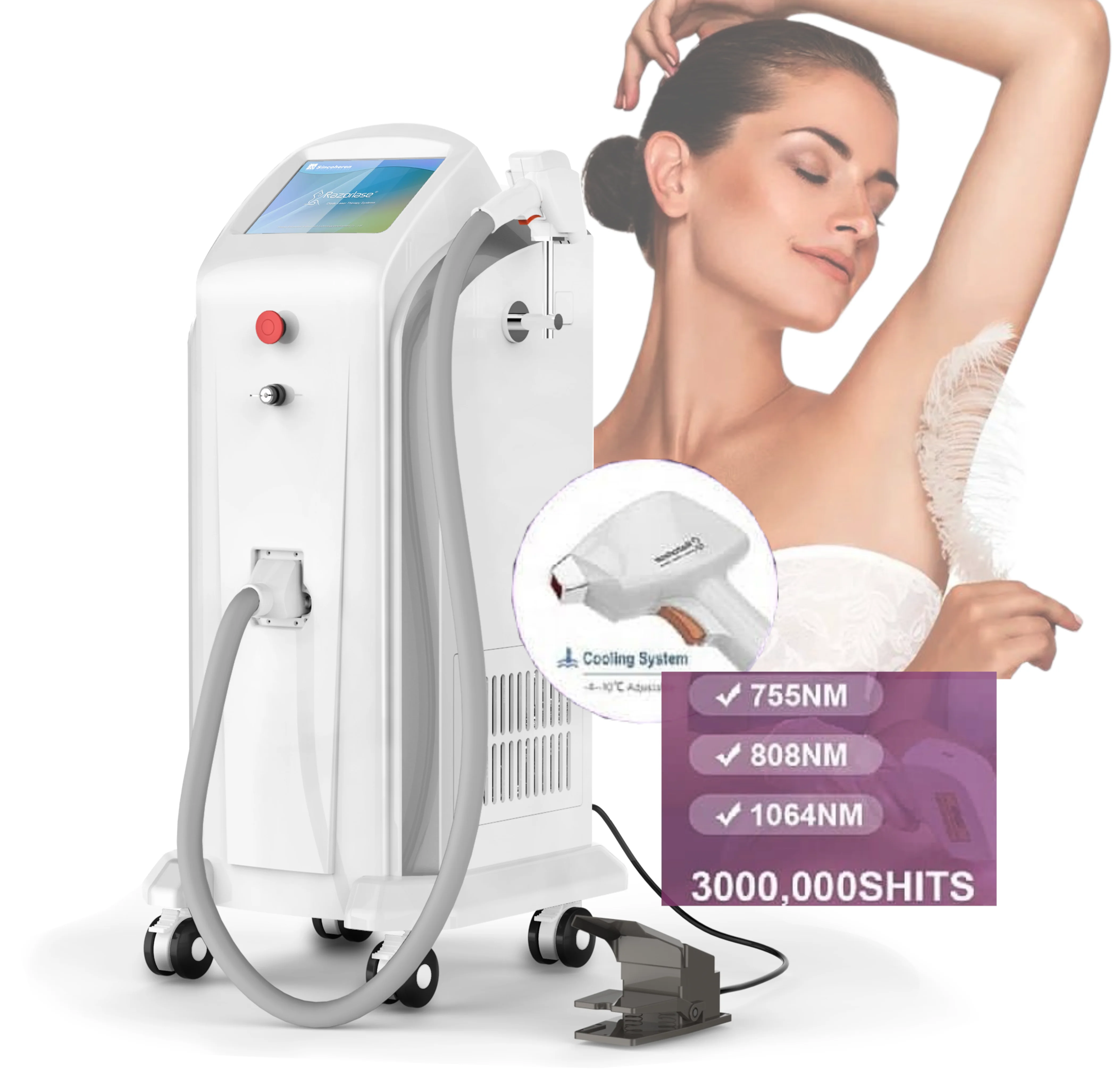 

TUV Medical CE ISO certificate ice diode laser hair removal 755 808 1064 nm diode laser machine