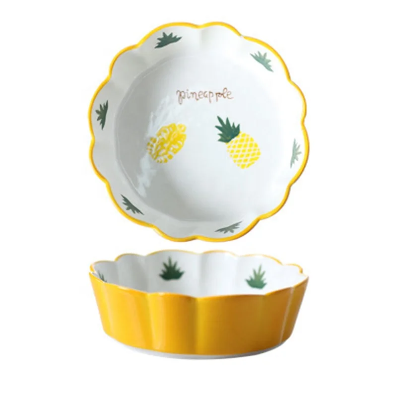 

Ceramic Wave Lace Fruit Cute Rice Bowl, Yellow/green/blue/pink/red