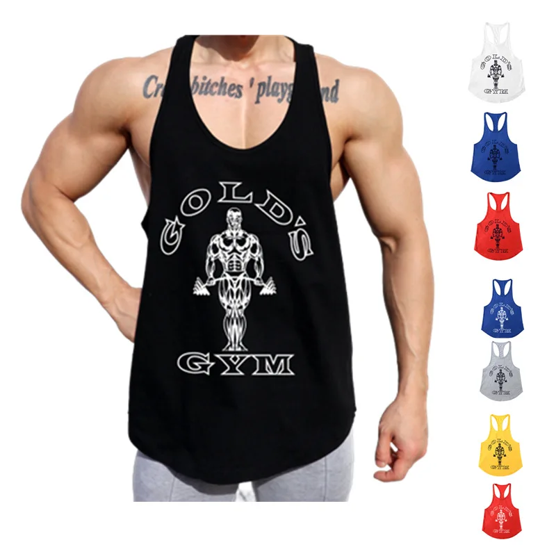 

custom round bottom Athletic Fitness Vest graphic cotton Gym Men Bodybuilding exercise Muscle stringer racer back Tank Top