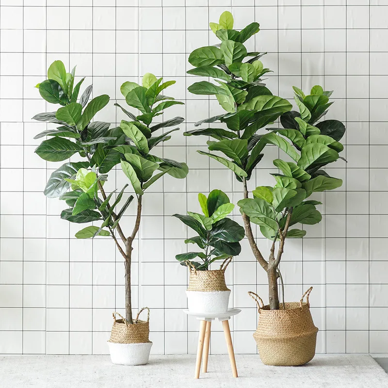 

Hot wholesale artificial ficus bonsai trees plastic faux plastic inddor plants fiddle leaf fig tree