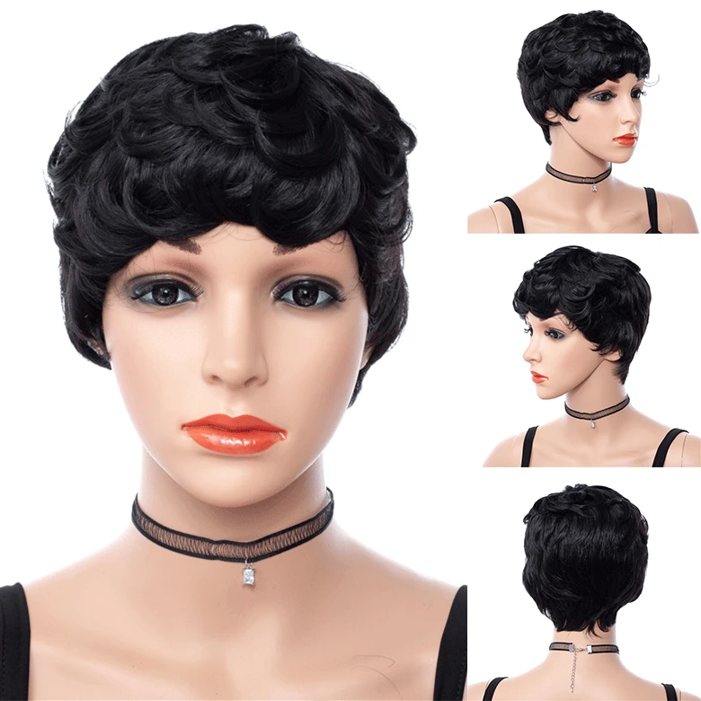 

Ready To Ship Cuticle Aligned Hair Wigs Natural Black Synthetic Fiber Wigs For Black White Woman