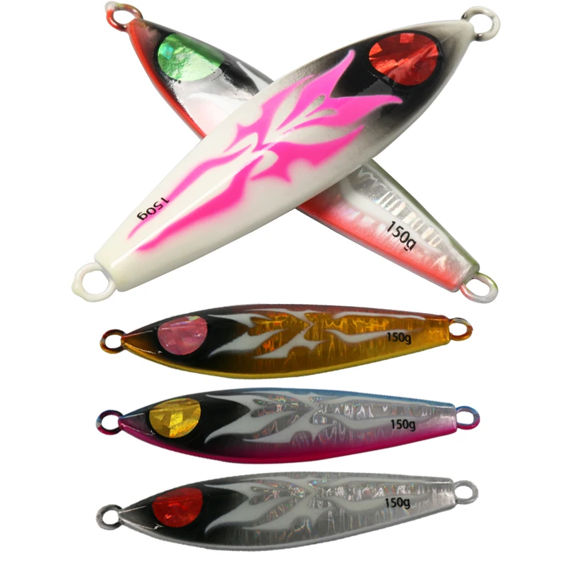 

80g/120g/150g/200g Slow Fall Sinking Jigging Lures Metal Jigs Sea Bass Metal Jigging Lure, 5colors